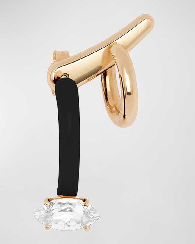 18K Yellow Gold Long Vine Climber Earring, Single